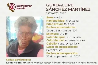 Imagen Mujer de 87 años de desaparece en Córdoba, Veracruz; estas son sus características