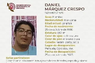 Piden apoyo para localizar a hombre desaparecido en Córdoba, Veracruz 