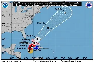 Imagen Huracán Melissa se intensifica a categoría 5 ¿Hacia dónde se dirige?