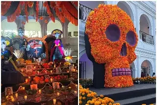 Calavera y altar gigante en Boca del Río por Día de Muertos