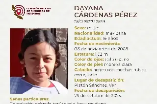 Imagen Menor de edad desaparece al norte de Veracruz; aquí sus características 