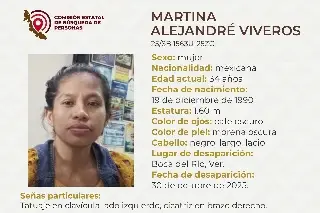 Piden apoyo para localizar a mujer desaparecida en Boca del Río 