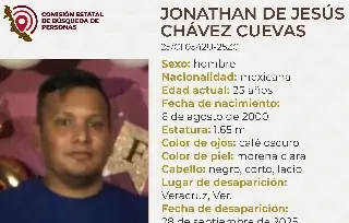 Buscan a joven de 25 años desaparecido en Veracruz