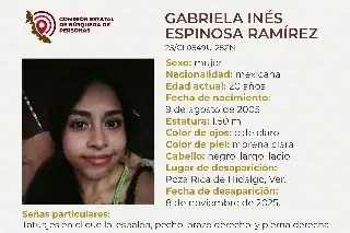 Piden apoyo para localizar a joven mujer desaparecida al norte de Veracruz 