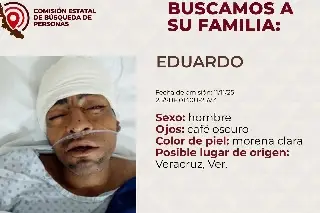 Buscan a familiares de Eduardo, hombre hospitalizado en Veracruz