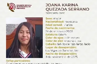 Menor de edad desaparece en Las Vigas, Veracruz; estas son sus características