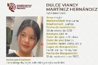 Piden apoyo para localizar a menor de edad desaparecida en Fortín, Veracruz 