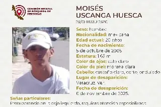 Piden apoyo para localizar a joven desaparecido en la ciudad de Veracruz 