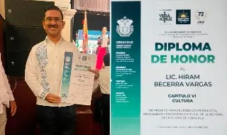 Superación Ciudadana reconoce a Hiram Becerra por promover la historia de Veracruz