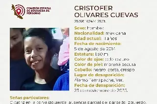 Piden apoyo para localizar a menor de 11 años desaparecido al norte de Veracruz 