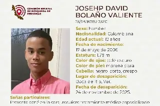 Desaparece joven originario de Colombia en Boca del Río; aquí sus características