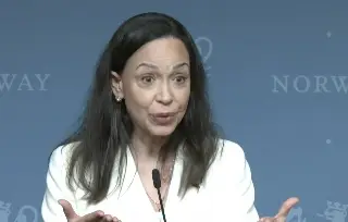 Machado agradece desde Oslo el apoyo de EU; pide la ayuda del mundo contra Maduro