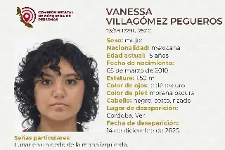 Piden apoyo para localizar a menor de edad desaparecido en Córdoba, Veracruz