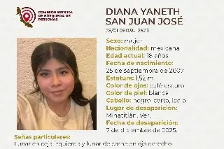 Ella es Diana Yaneth, tiene 18 años y desapareció al sur de Veracruz 