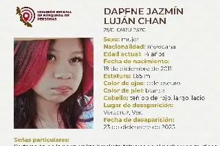 Piden apoyo para localizar a menor de edad desaparecida en el puerto de Veracruz 