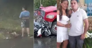 Se salva de morir prensado por tráiler al bajar a orinar en carretera; fallecen sus padres