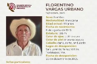 Hombre de 80 años desaparece al sur de Veracruz; estas son sus características 