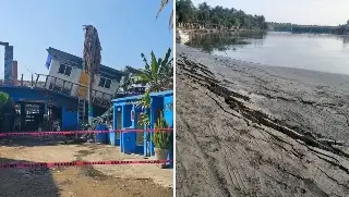 Terremoto dejó grietas en la arena y un restaurante colapsado en playas de Guerrero