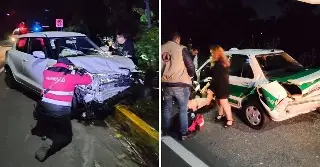 Fuerte accidente en Coatepec deja lesionados y dos autos destrozados