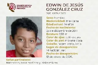 Menor de edad desaparece al sur de Veracruz; estas son sus características 