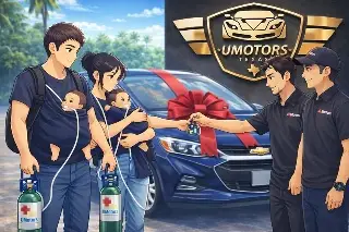 Asaltan a empresario que prometió regalar auto a familia captada cargando bebés y tanques de oxígeno 