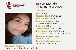 Ella es Rosa María, tiene 16 años y desapareció al sur de Veracruz 