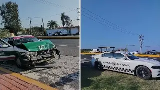 Choque entre taxi y patrulla de la Guardia Nacional deja dos lesionados en la Xalapa–Veracruz