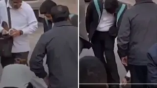 Captan a Hugo Aguilar mientras le limpian los zapatos antes de acto oficial en Querétaro