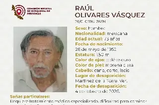 Adulto mayor desapareció al norte de Veracruz; estas son sus características 
