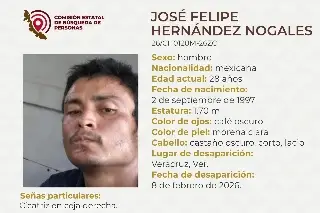 Él es José Felipe, tiene 28 años y desapareció en la ciudad de Veracruz 
