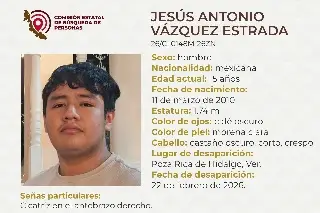 Piden apoyo para localizar a menor de edad desaparecido al norte de Veracruz 