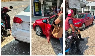 Moto se estampa contra dos autos en centro de Veracruz 