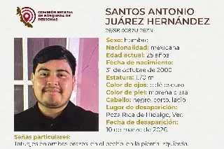 Piden apoyo para localizar a joven desaparecido al norte de Veracruz 