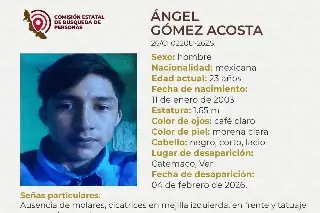 Piden apoyo para localizar a joven desaparecido en Catemaco, Veracruz