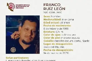 Desaparece hombre en Boca del Río; estas son sus características 