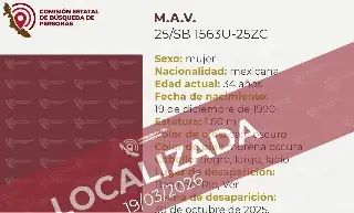 Tras más de 4 meses, hallan a mujer reportada como desaparecida en Boca del Río
