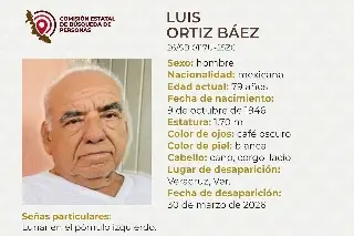 Desaparece adulto mayor en el municipio de Veracruz, piden ayuda para localizarlo