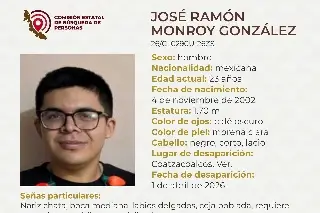 Piden apoyo para localizar a joven reportado como desaparecido al sur de Veracruz