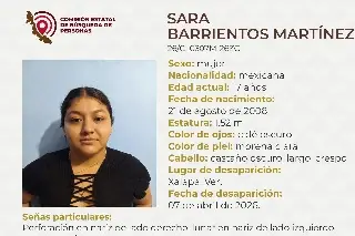 Ella es Sara, tiene 17 años y desapareció en Xalapa, Veracruz 