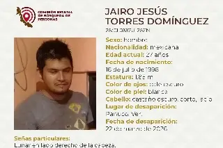Joven desaparece al norte de Veracruz; mide casi 1.90 metros 