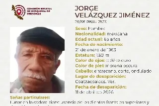 Desaparece hombre de la tercera edad al sur de Veracruz; estas son sus características