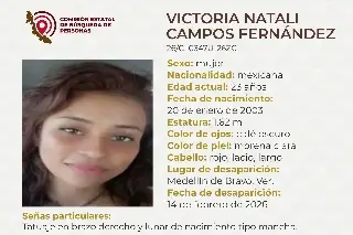 Piden apoyo para localizar a joven mujer desaparecida en Medellín de Bravo