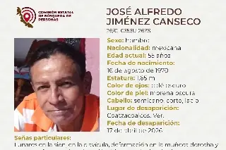 Piden apoyo para localizar a hombre reportado como desaparecido al sur de Veracruz