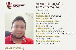Él es Adán de Jesús, tiene 33 años y desapareció en Tezonapa, Veracruz