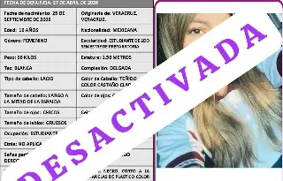 Localizan a menor de 16 años reportada como desaparecida en Veracruz