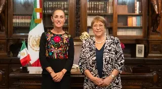 Sheinbaum recibe a Michelle Bachelet; reafirma apoyo de México a su candidatura en la ONU