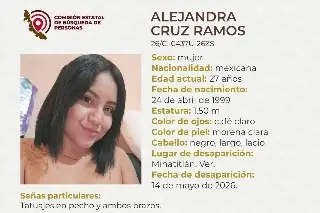 Piden apoyo para localizar a joven desaparecida al sur de Veracruz 
