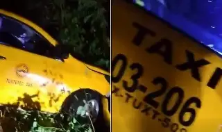 Taxi 'cachondo' se va a un barranco en Tuxtepec y lo abandonan; esto encontraron en su interior