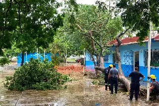 Fuerte tormenta causa estos daños en escuela en Veracruz