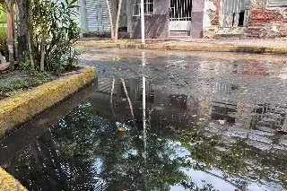 Brotan aguas negras en el centro de Veracruz; vecinos se quejan